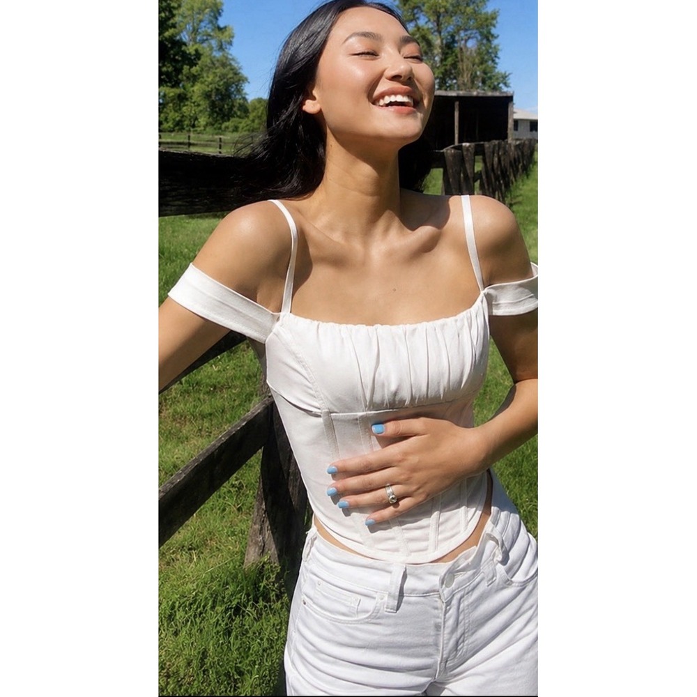 I.AM.GIA Bridget Corset Top Off the Shoulder Straps Cream Ivory SZ XS - Picture 4 of 13